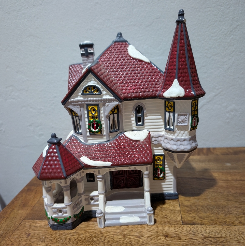 Vintage Dept 56 Snow Village Queen Anne Victorian‎ 1990 Christmas Xmas House